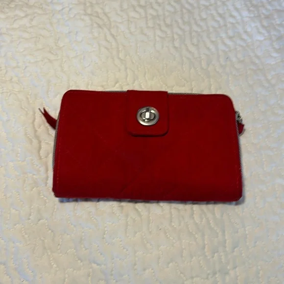 Vera Bradley Red Microfiber Turnlock Wallet - Picture 1 of 9